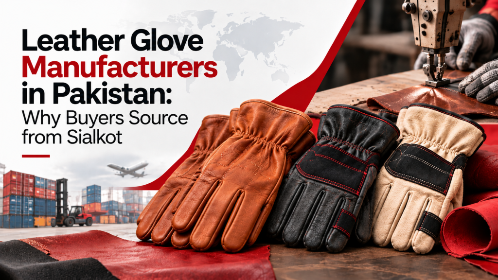 Leather glove manufacturers in Pakistan showcasing leather work gloves